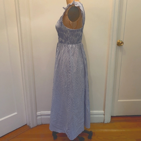 Blue and White Ruffle Sleeve Maxi Dress - Picture 3 of 4